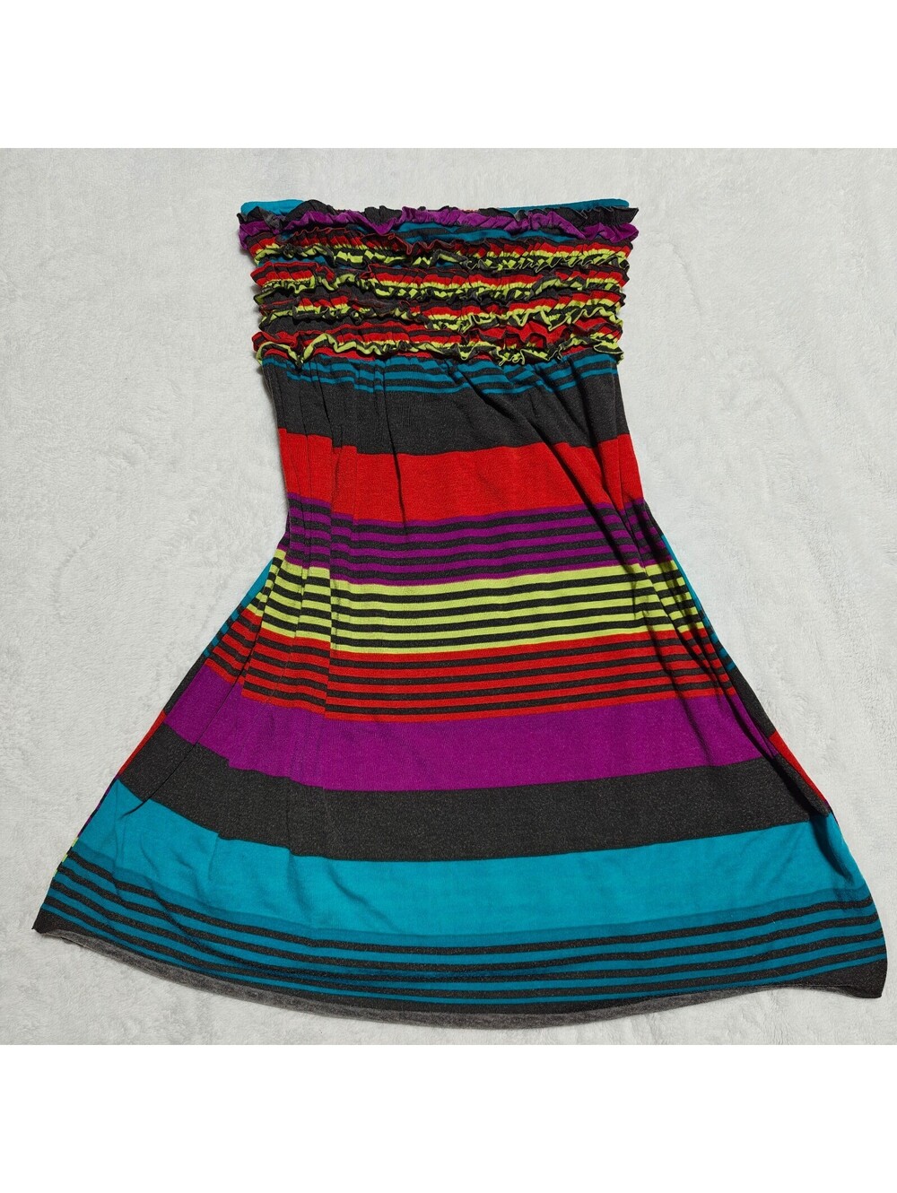 Y2K xhilaration striped babydoll tube top with ruffled bust